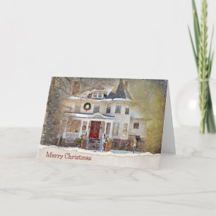 Carte Maison Victorienne De Noël En Neige