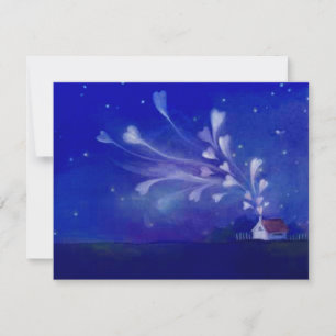Carte Maison Vide Remplie D'amour Cœurs Ciel Nocturne Nu