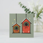 Carte Maisons de Noël pour oiseaux – Conception minimale (Debout devant)