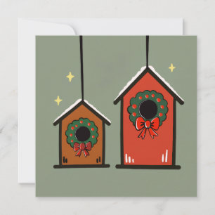Carte Maisons de Noël pour oiseaux – Conception minimale
