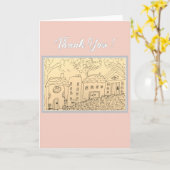 Carte Maisons Fantaisistes Merci (Fleur jaune)
