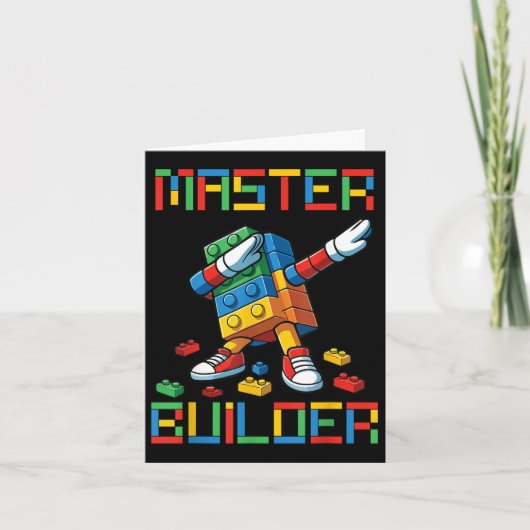 Carte Maître Constructeur Tee Dabbing Blocs Briques Cons (Devant)