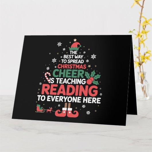 Carte Maître de lecture Noël Elf Xmas Cheer (Fleur jaune)