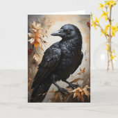 Carte Majestic Black Raven Portrait Fleurs Lune Blank (Fleur jaune)