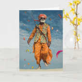 Carte Majestic indienne Elder Kite Flying on the Beach (Fleur jaune)