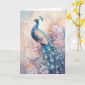 Carte Majestic Peacock Au milieu de belles fleurs (Fleur jaune)