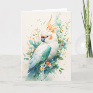 Carte Majestueux cacatoès dans une étreinte florale