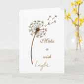 Carte Make a Wish Custom Text Dandelion (Fleur jaune)