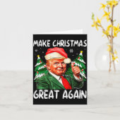 Carte Make Christmas Great Again Funny Santa Trump 2025 (Fleur jaune)