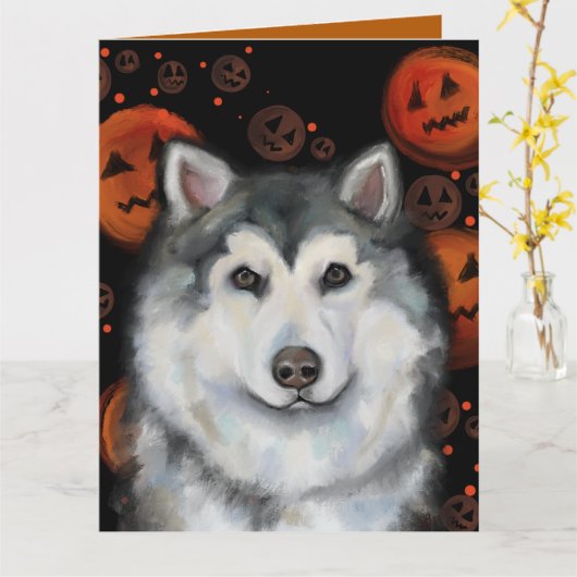 Carte Malamute d'Alaska                  (Fleur jaune)