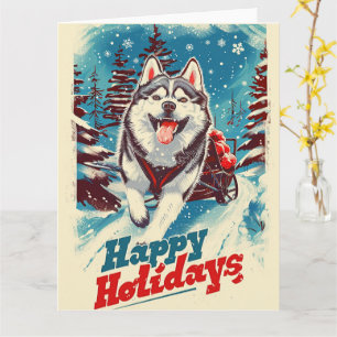 Carte Malamute d'Alaska à Noël de neige