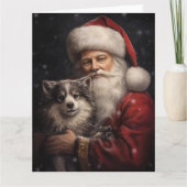 Carte Malamute d'Alaska avec Noël du Père Noël (Devant)