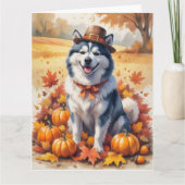 Carte Malamute d'Alaska en automne quitte Thanksgiving A (Devant)