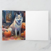 Carte Malamute d'Alaska Halloween avec des citrouilles é (Intérieur)