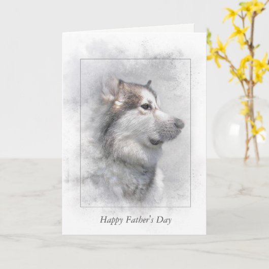 Carte Malamute fête des pères-Alaska dans le masque (Fleur jaune)