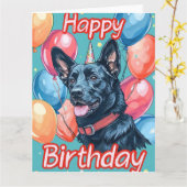 Carte Malinoi belge avec ballons Anniversaire (Fleur jaune)