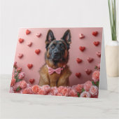 Carte Malinois belge avec des roses - Saint-Valentin (Devant)