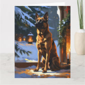 Carte Malinois Belge Avec Lumières De Noël (Devant)