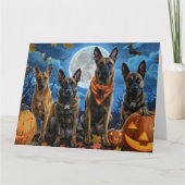 Carte Malinois Belge Halloween Effrayant (Devant)