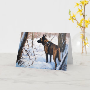 Carte Malinois Belge Qu'il neige Noël