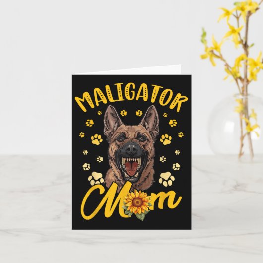 Carte Malinois Belge Race de Chien Maligator Mama (Fleur jaune)