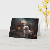 Carte Maltais Halloween effrayant (Fleur jaune)