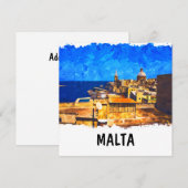 Carte Malte Vintage voyage d'aquarelle Valletta (Devant / Derrière)