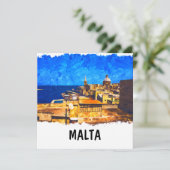Carte Malte Vintage voyage d'aquarelle Valletta (Debout devant)