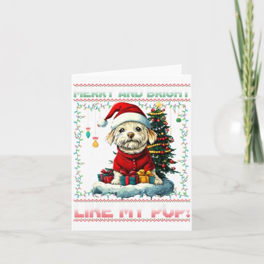Carte Maltese Christmas Tree Lights Decorations Dog Love (Devant)