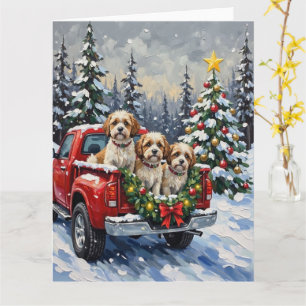 Carte Malti-Tzu camion rouge de Noël vacances