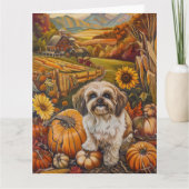Carte Malti Tzu Chien Moisson d'automne Thankgiving (Devant)