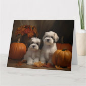 Carte Malti tzu Puppy Citrouille d'automne (Devant)