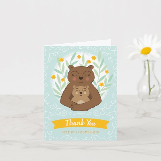 Carte Mama Bear and Baby Boy Thank You Note (Petite plante)
