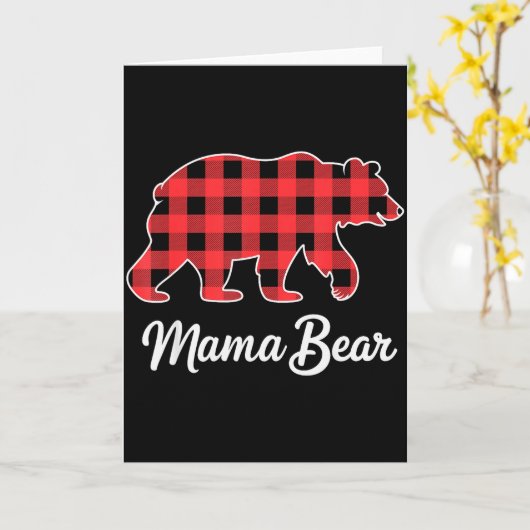 Carte Mama Bear Christmas Red Buffalo Plaid Family Match (Fleur jaune)