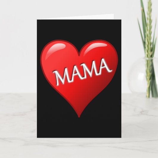 Carte Mama Heart avec Arrière - plan noir (Devant)