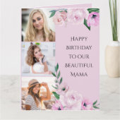 Carte Mama Joyeux anniversaire 3 Photo Rose Floral (Devant)