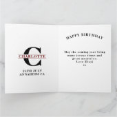 Carte Mama Joyeux Anniversaire Monogramme Nom Année Rose (Intérieur)