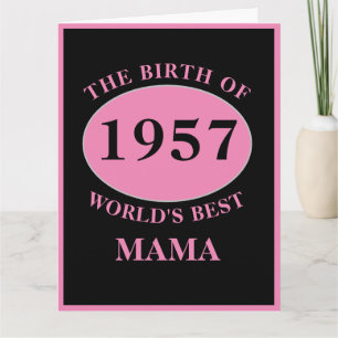Carte Mama Joyeux Anniversaire Monogramme Nom Année Rose