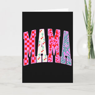Carte Mama tendance À damiers Cerises Bow Halloween Fami