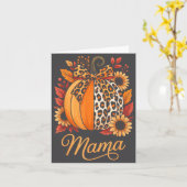 Carte Mama Thanksgiving Leopard Pumpkin Sunflower Coquet (Fleur jaune)