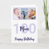 Carte Maman 100e anniversaire Purple Script photo Collag (Devant)