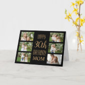 Carte Maman 30e anniversaire Black Gold 6 Photos Collage (Fleur jaune)