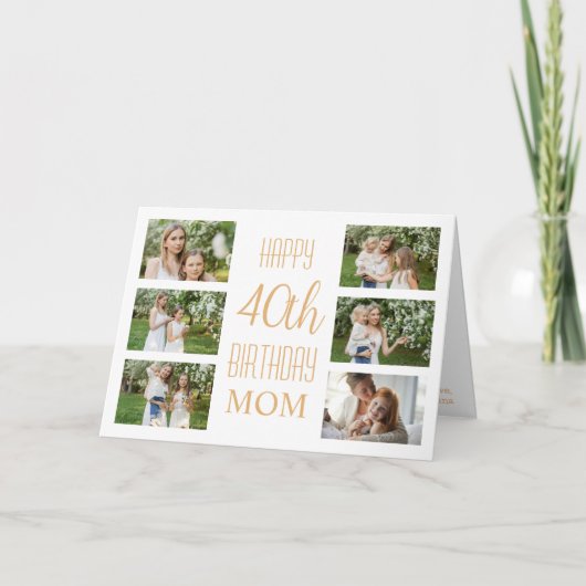 Carte Maman 30e Anniversaire Blanc Or 6 Photos Collage (Devant)