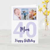 Carte Maman 40e anniversaire Purple Script photo Collage (Fleur jaune)
