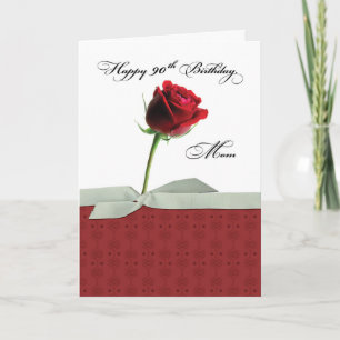 Carte Maman 90e anniversaire Rose rouge