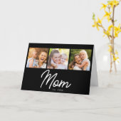 Carte Maman a fondé 3 Photo Script Noir (Fleur jaune)