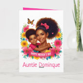 Carte Maman afro-américaine et fils Joyeuse fête des mèr (Dos)