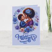 Carte Maman afro-américaine et fils Joyeuse fête des mèr (Devant)
