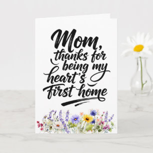 Carte Maman aime la première maison aquarelle fleur sauv