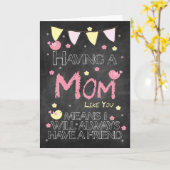 Carte Maman Anniversaire Chalkboard Avec Petits Oiseaux (Fleur jaune)